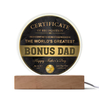 Load image into Gallery viewer, Bonus Dad Acrylic Circle Plaque - Certificate of Recognition
