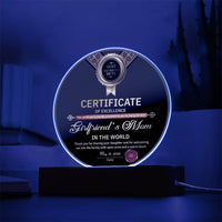 Load image into Gallery viewer, Girlfriend&#39;s Mom Acrylic Circle Plaque - Excellence
