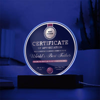 Load image into Gallery viewer, Best Father Certificate - Acrylic Circle Plaque
