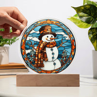 Load image into Gallery viewer, Stained Glass Snowman - Acrylic Circle Plaque
