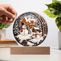 Load image into Gallery viewer, Twin Snowman - Acrylic Circle Plaque
