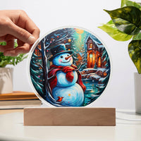 Load image into Gallery viewer, Snowman is Feeling - Acrylic Circle Plaque
