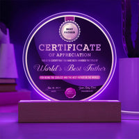Load image into Gallery viewer, Best Father Certificate - Acrylic Circle Plaque

