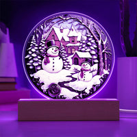 Load image into Gallery viewer, Twin Snowman - Acrylic Circle Plaque
