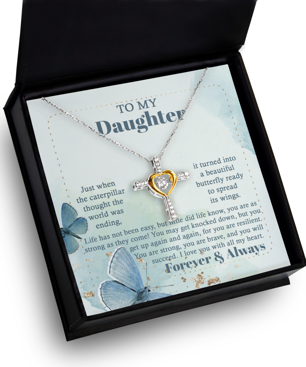 Daughter Cross Necklace - Beautiful Butterfly