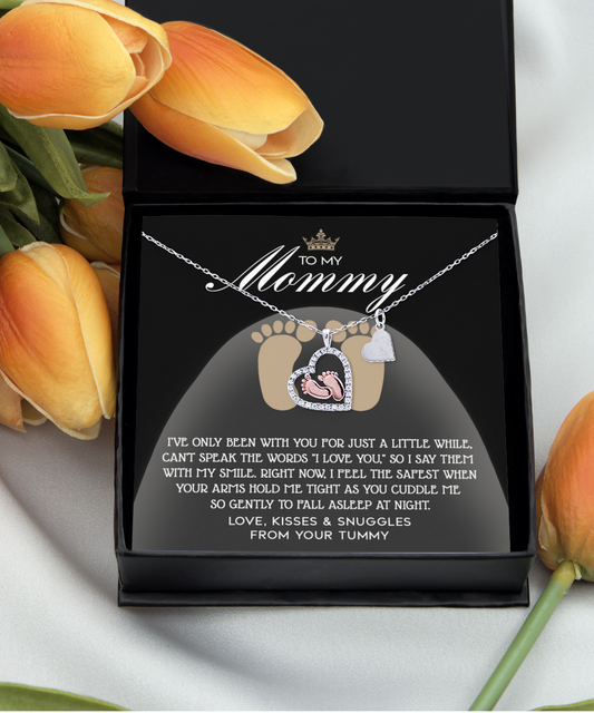 Mama To Be Baby Feet Necklace - I Love You