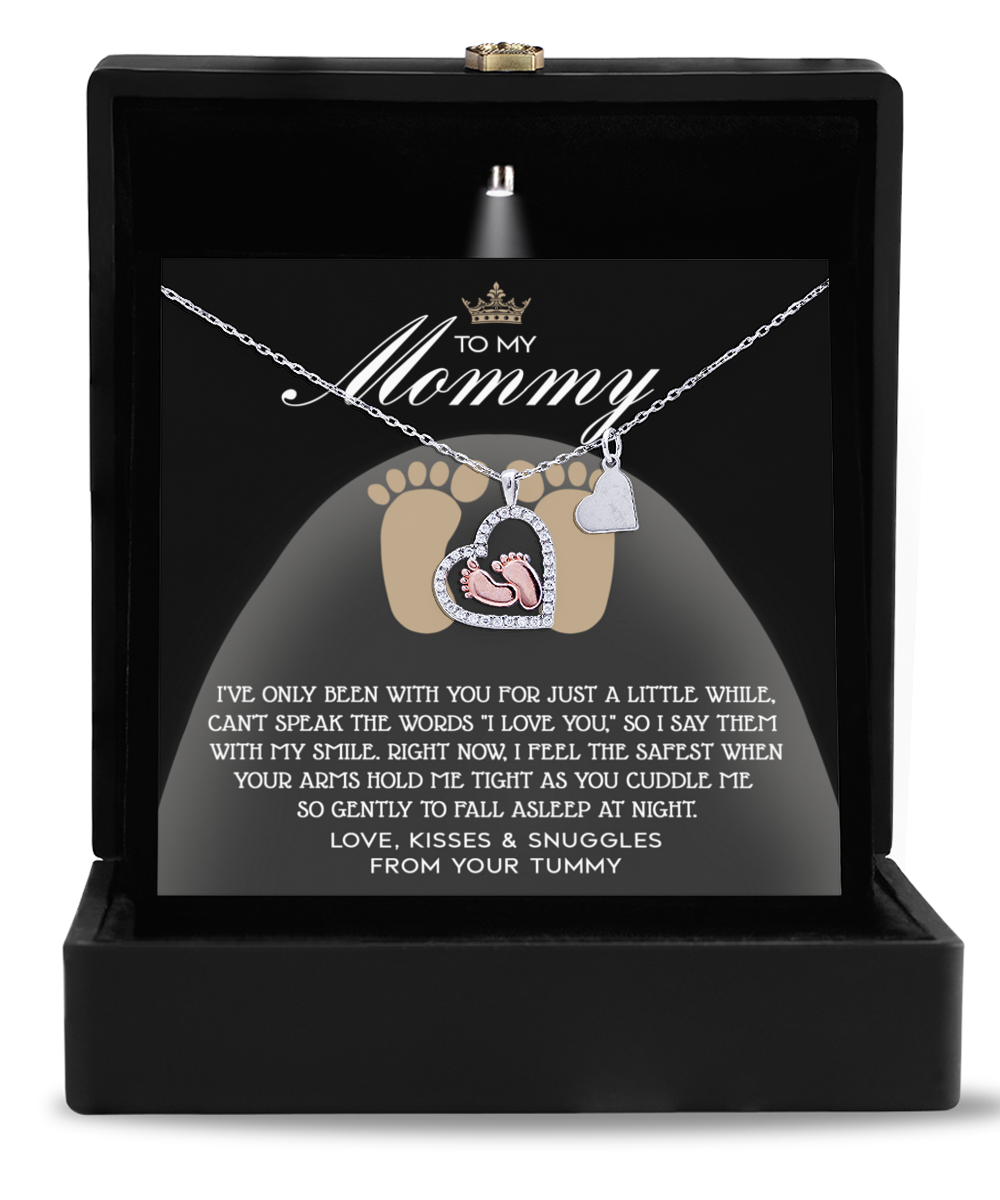 Mama To Be Baby Feet Necklace - I Love You