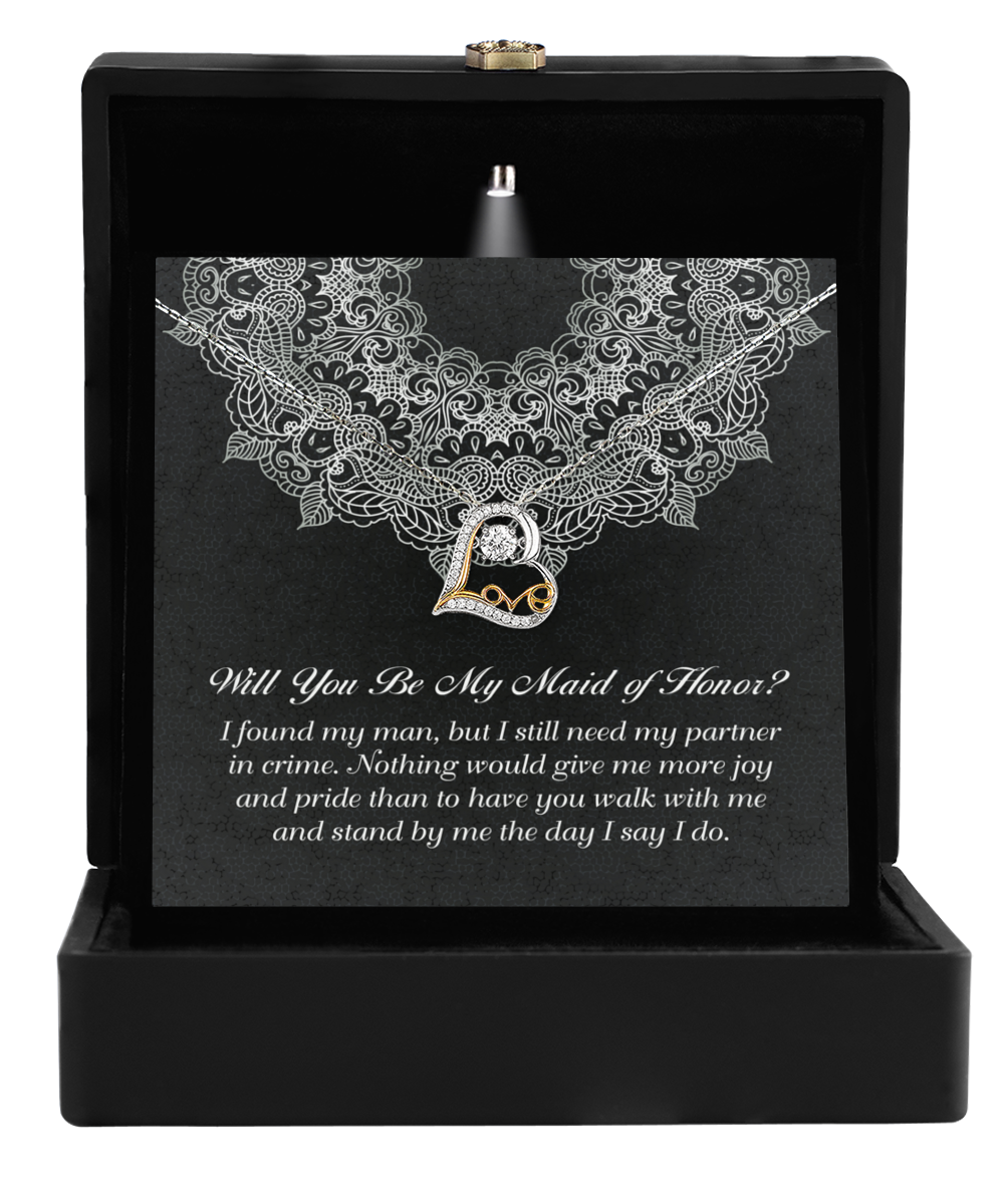 Maid of Honor Heart Necklace - Partner in Crime