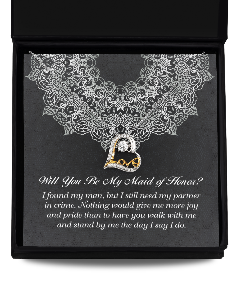 Maid of Honor Heart Necklace - Partner in Crime