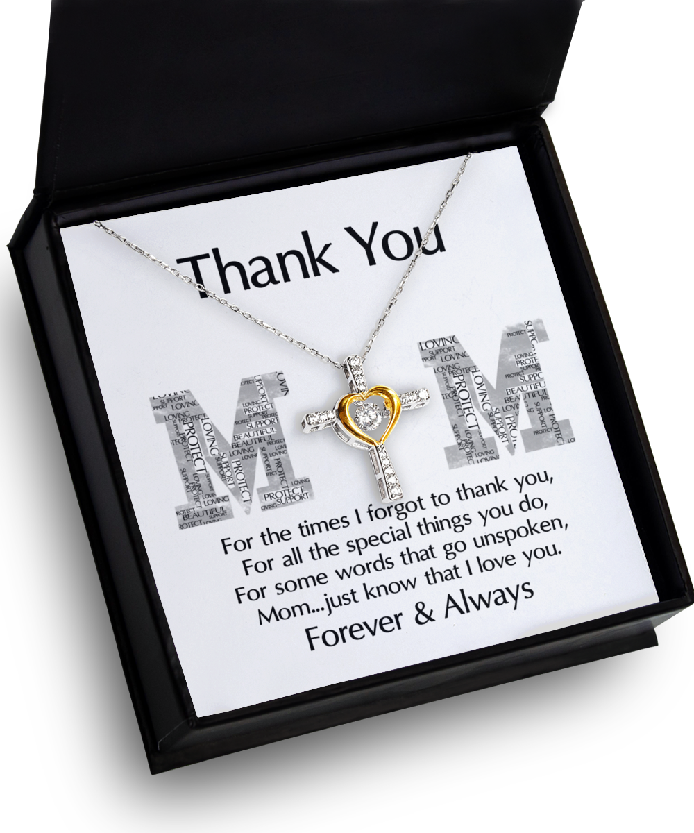 Mom Cross Necklace - Thank You