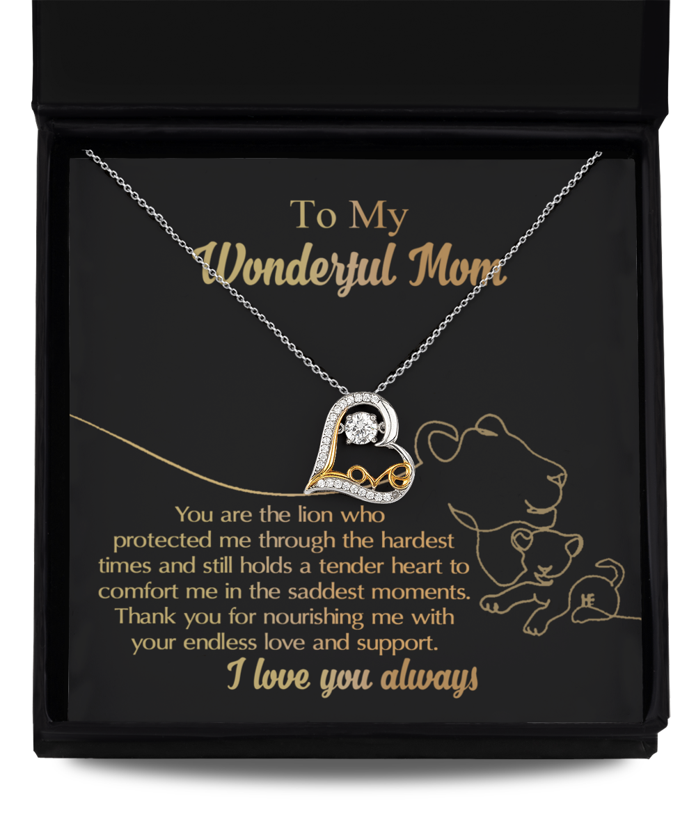 Wonderful Mom Heart Necklace - Lion