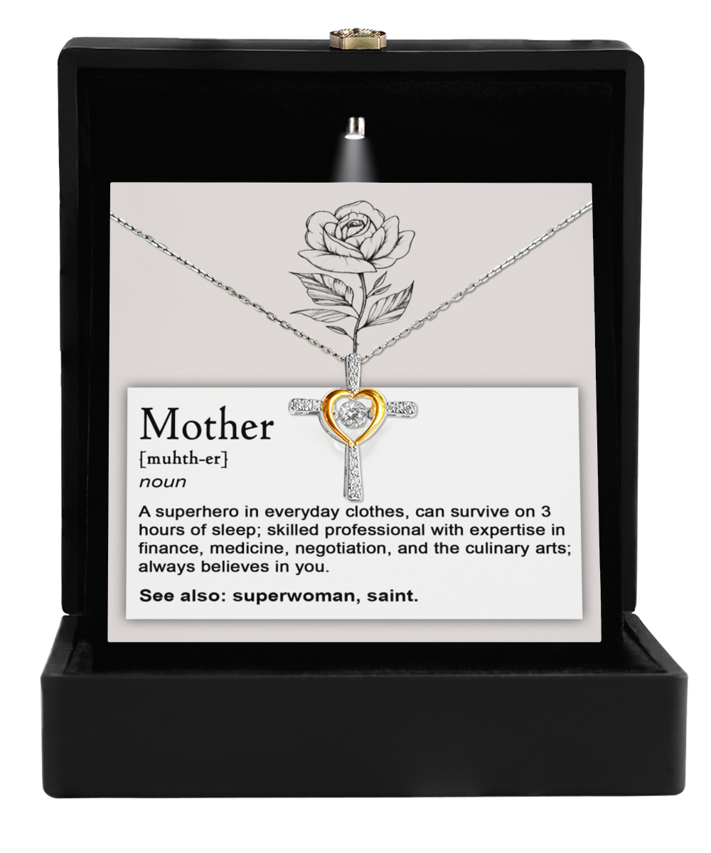 Mom Cross Necklace - Mother Superhero