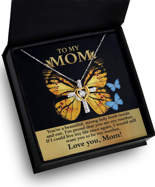 Mom Cross Necklace - Strong Lady