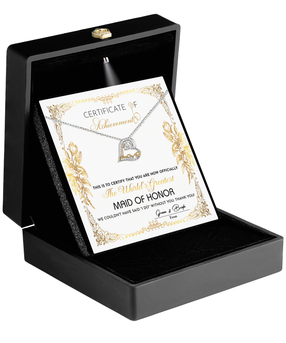 Maid of Honor Heart Necklace - Certificate