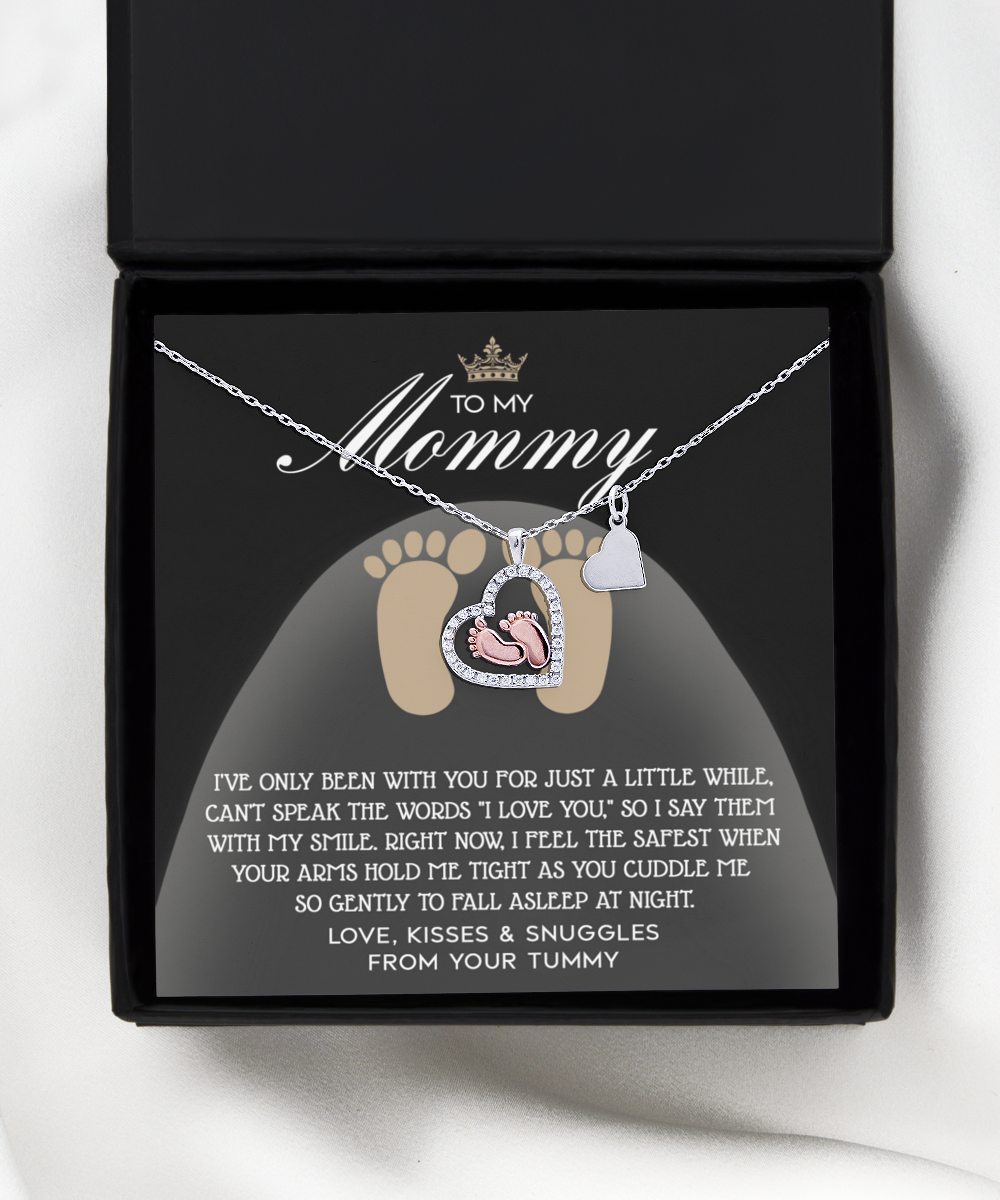 Mama To Be Baby Feet Necklace - I Love You