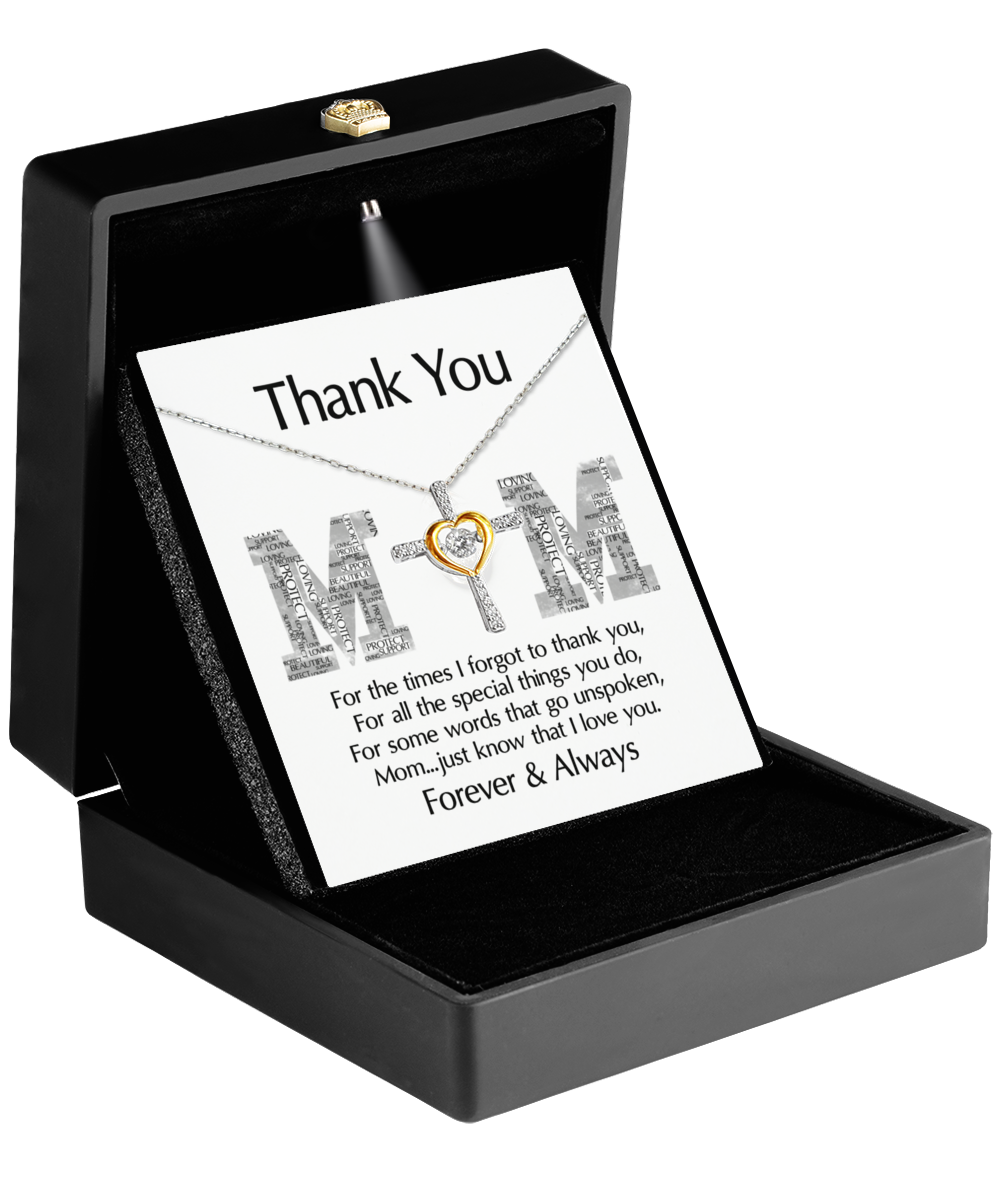 Mom Cross Necklace - Thank You