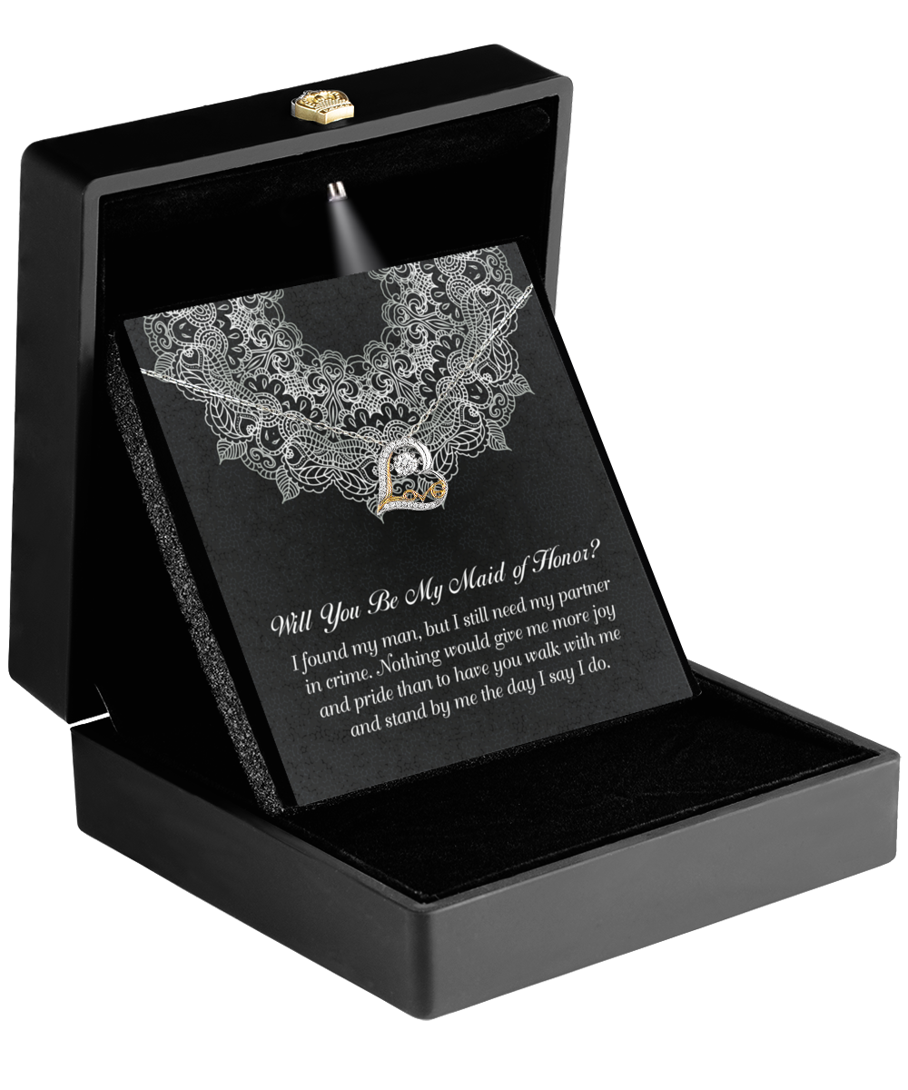 Maid of Honor Heart Necklace - Partner in Crime