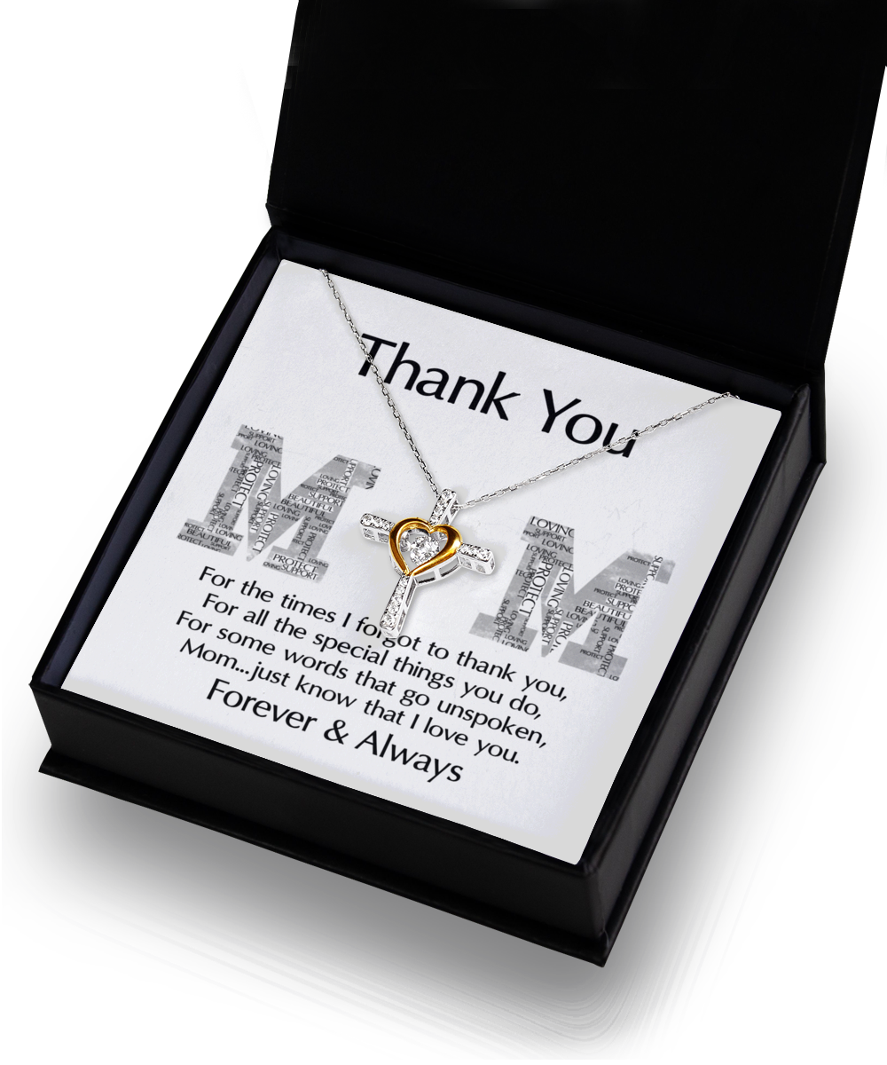 Mom Cross Necklace - Thank You