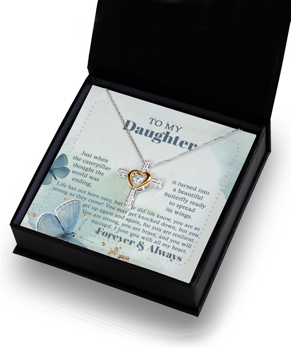 Daughter Cross Necklace - Beautiful Butterfly