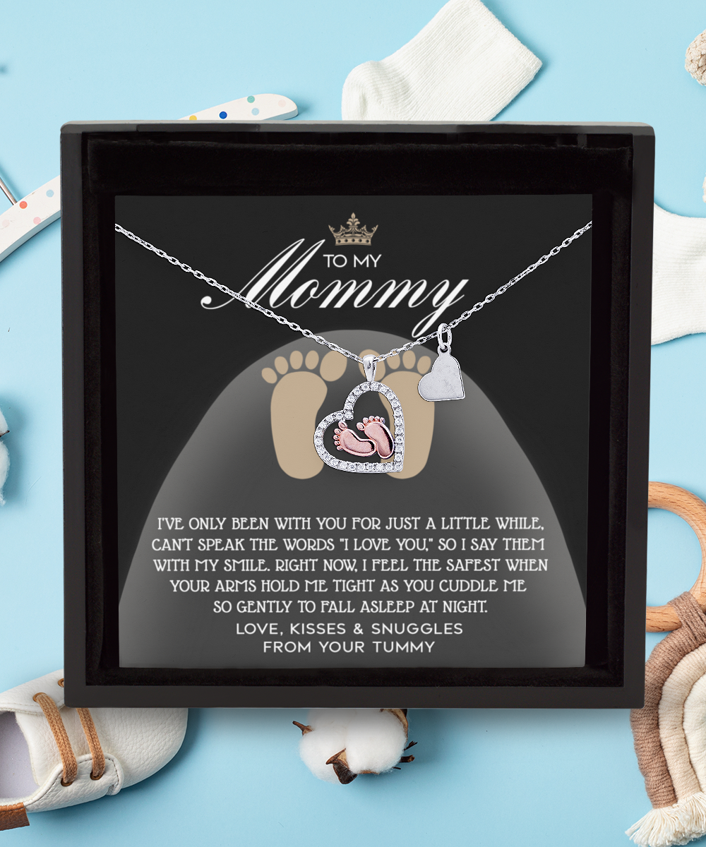 Mama To Be Baby Feet Necklace - I Love You