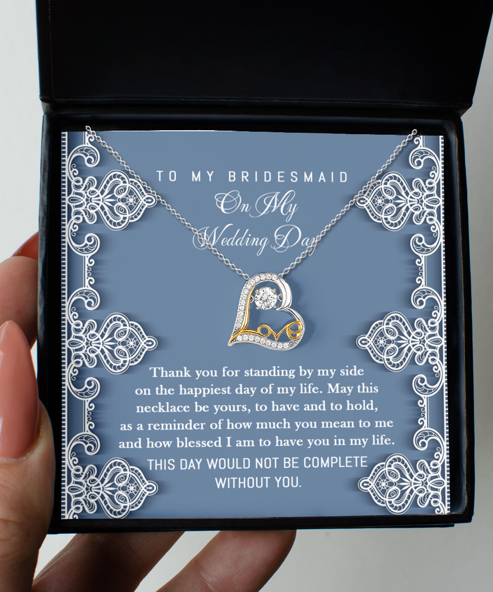 Bridesmaid Heart Necklace - By My Side