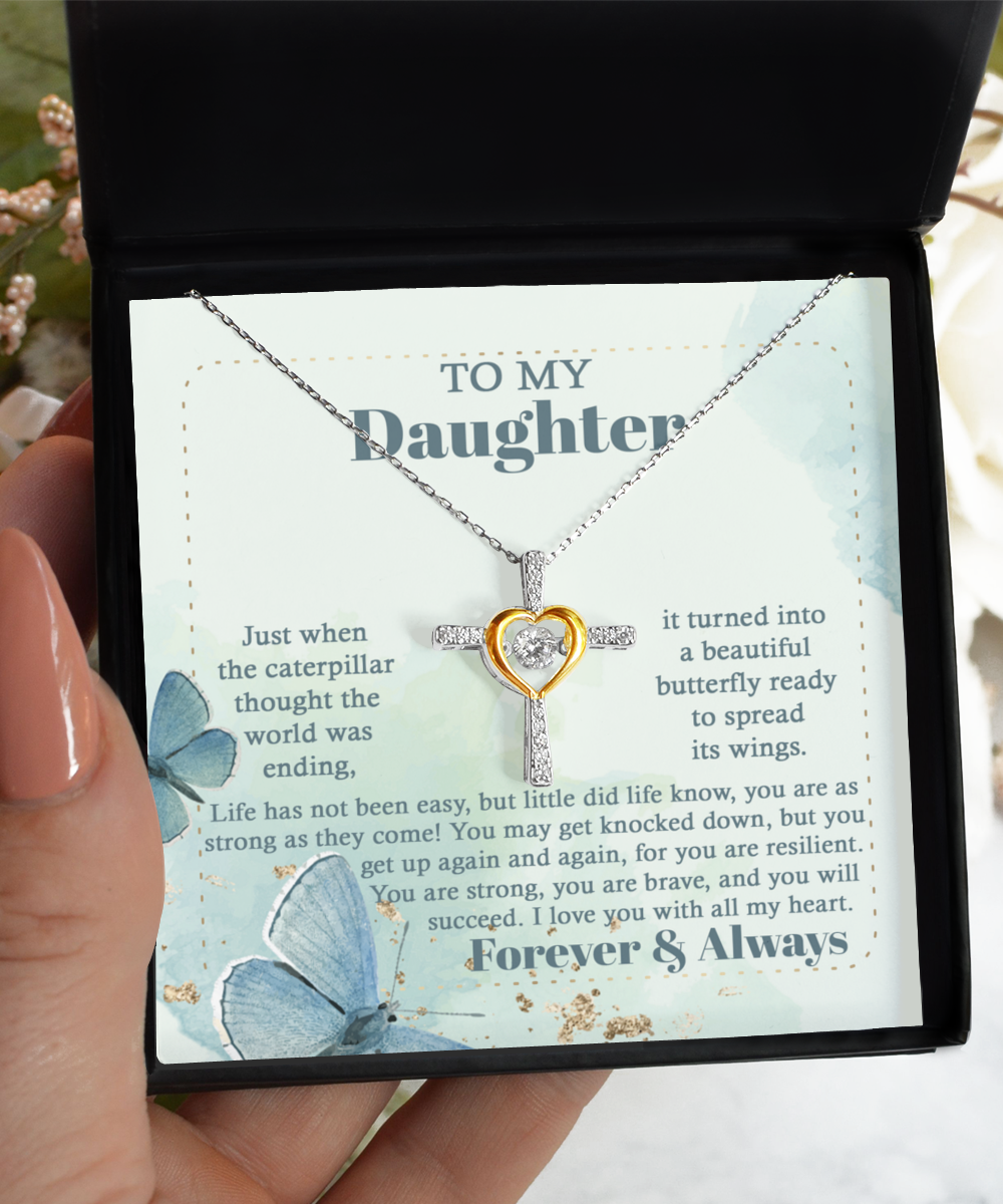 Daughter Cross Necklace - Beautiful Butterfly