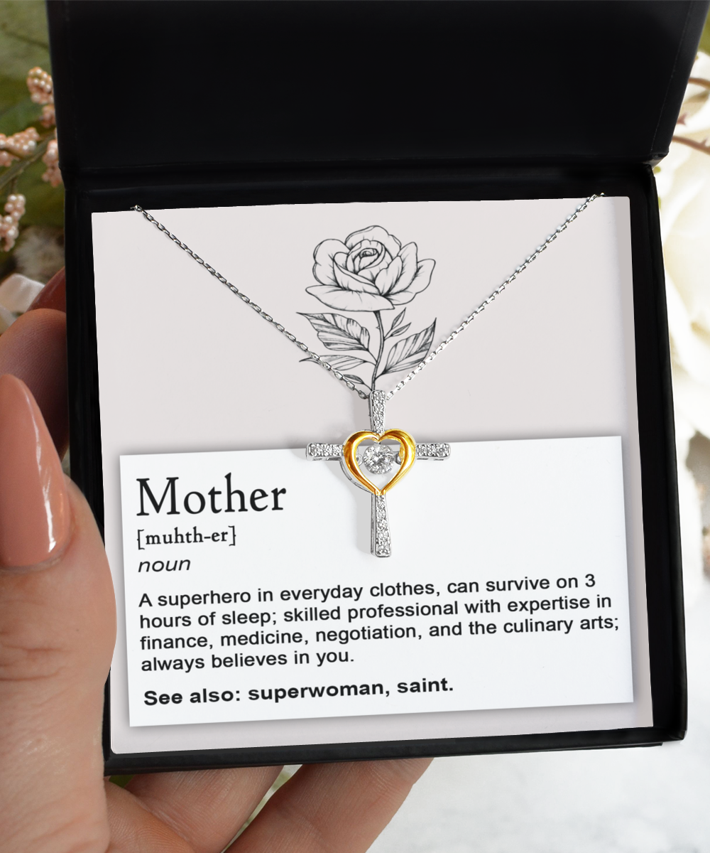 Mom Cross Necklace - Mother Superhero