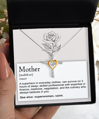 Load image into Gallery viewer, Mom Cross Necklace - Mother Superhero
