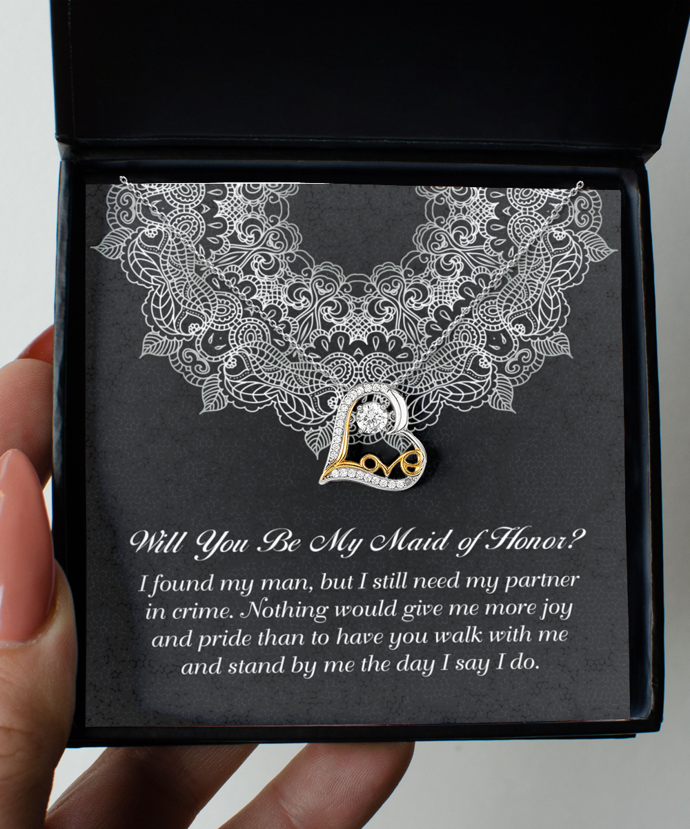 Maid of Honor Heart Necklace - Partner in Crime