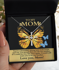 Load image into Gallery viewer, Mom Cross Necklace - Strong Lady
