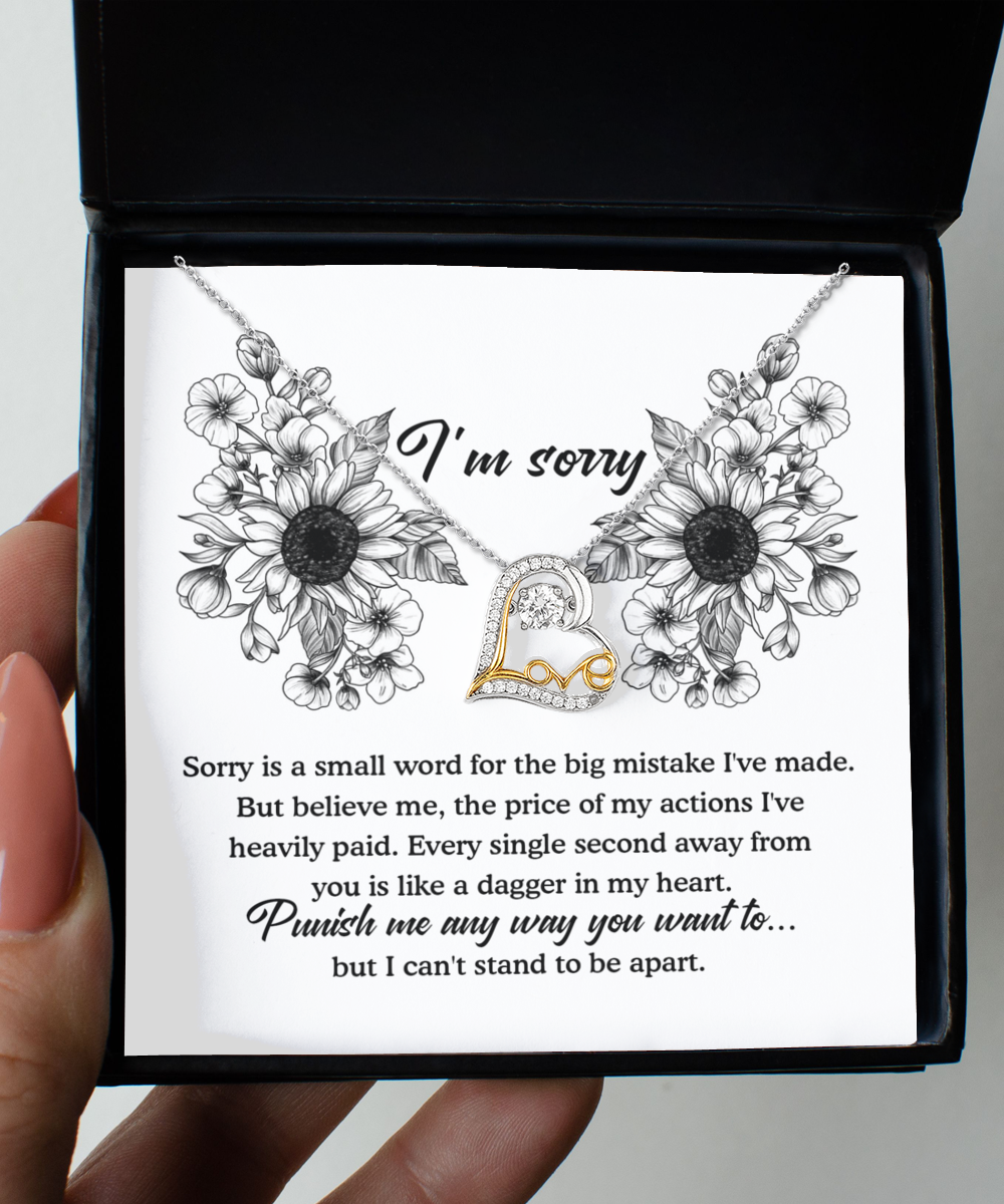 I'm Sorry Heart Necklace - Small Word