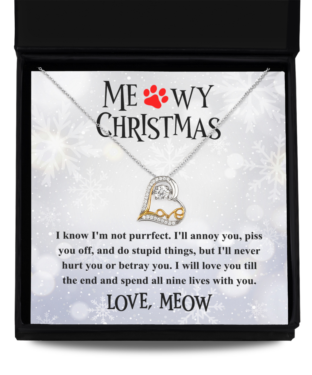 Cat Mom Heart Necklace - Meowy Christmas