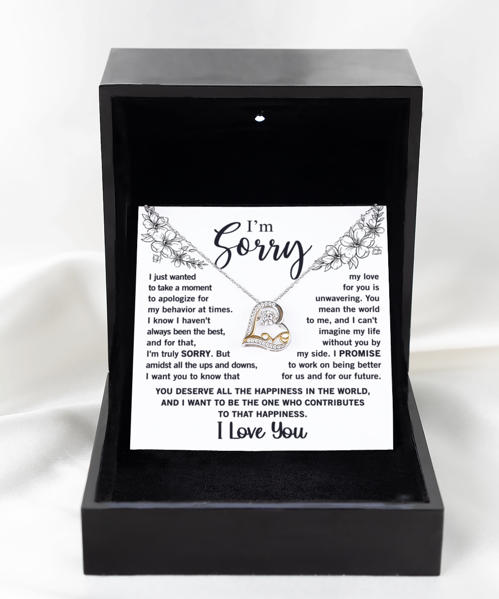 I'm Sorry I Love You - Sterling Silver Heart Necklace
