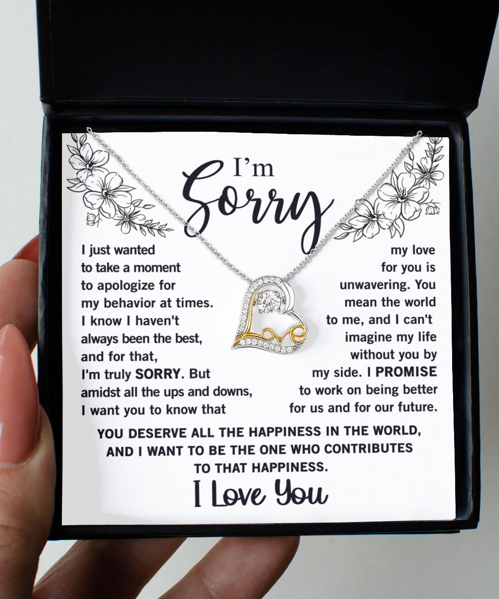 I'm Sorry I Love You - Sterling Silver Heart Necklace