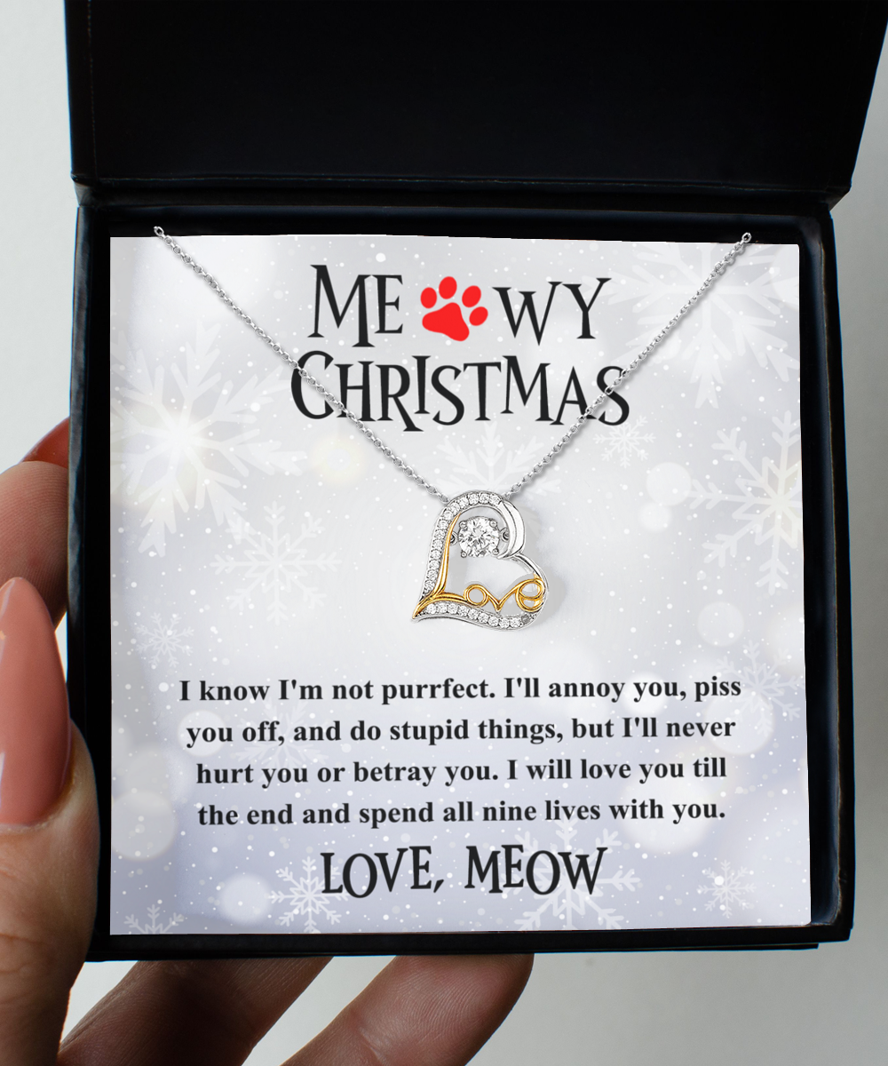 Cat Mom Heart Necklace - Meowy Christmas