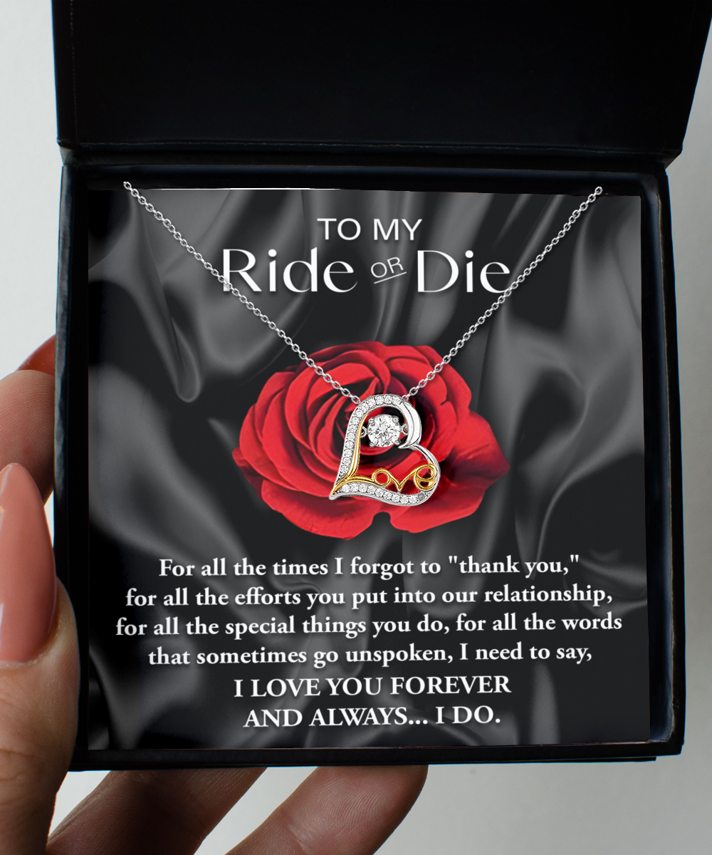 To My Ride or Die Heart Necklace